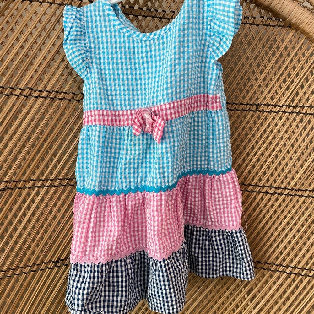 Colorful Gingham Dress with Bow